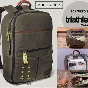 Olive Triathlon Wax Canvas Backpack